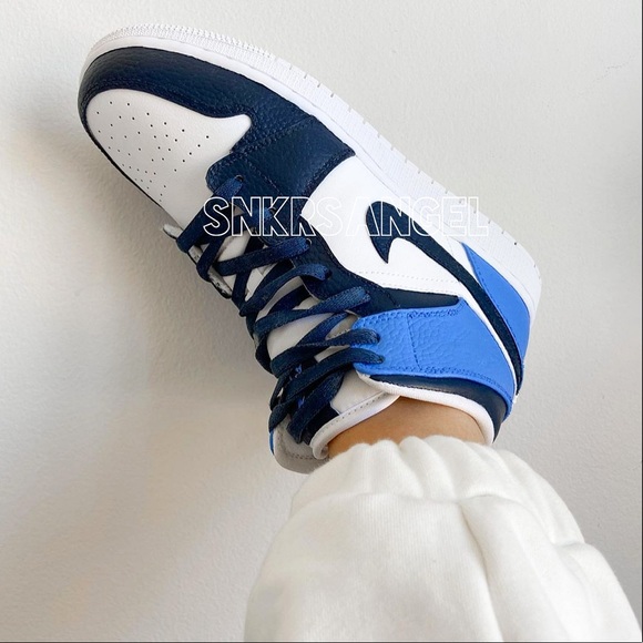 Nike custom air jordan mid sneakers blue black